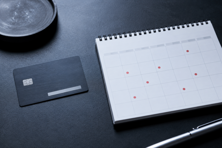 Kreditkarte und Kalender als Symbol für monatlich abbuchende Software-Abos
